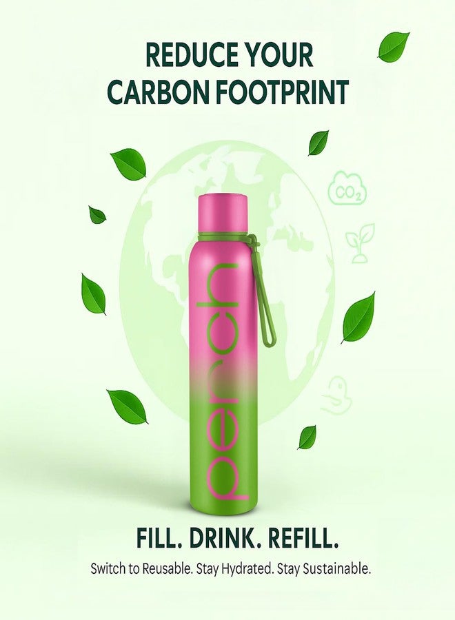 Perch Zion Hot and Cold Steel Water Bottle 720 ml, ISI Certified, Vacuum Insulated | for School, Gym, Office, Home | Leak Proof, BPA-Free | Flask for Kids, Men and Women | Neon Green & Pink - Image 5